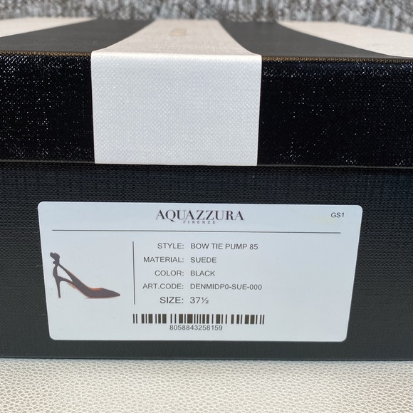 Aquazzura Bow Tie Pump 85mm Heels Black Size 37.5 - Picture 11 of 16